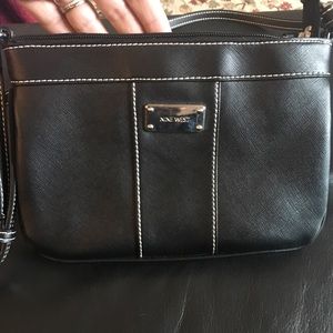 NINE WEST black handbag with white stitching